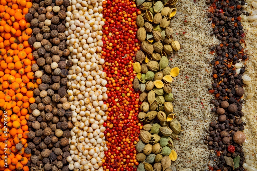Close-up images of raw ingredients and spices Close-up images of raw ingredients and spices