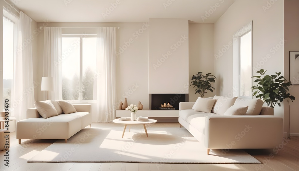 Photo interior modern design room 3D illustration