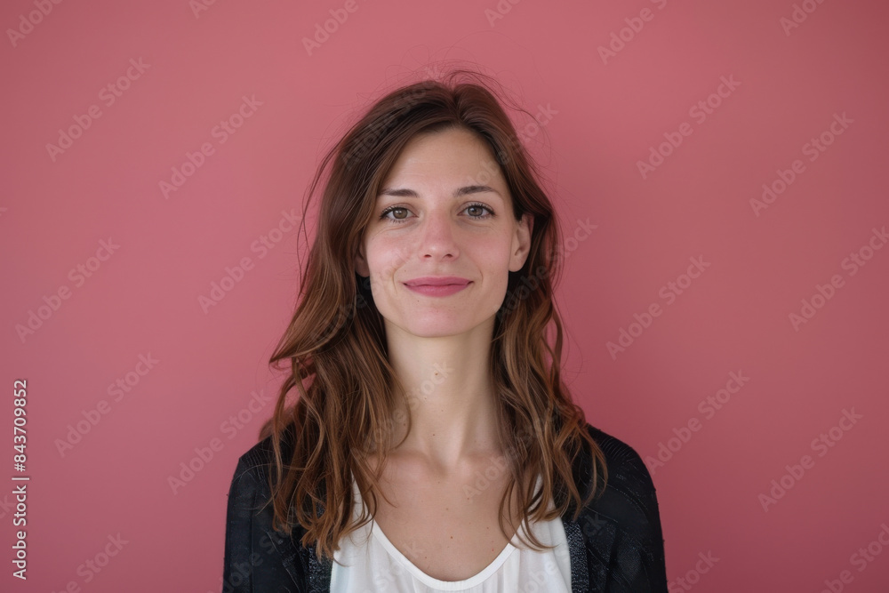 A close up portrait of a young woman with a subtle smile A close up portrait of a young woman with a subtle smile