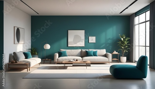 Photo interior modern design room 3D illustration