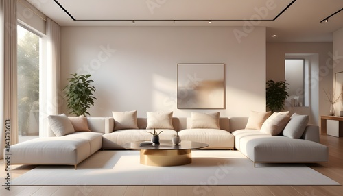 Photo interior modern design room 3D illustration