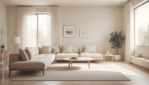 Photo interior modern design room 3D illustration