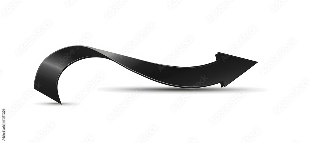  Arrow black curved left vector and minimalistic style