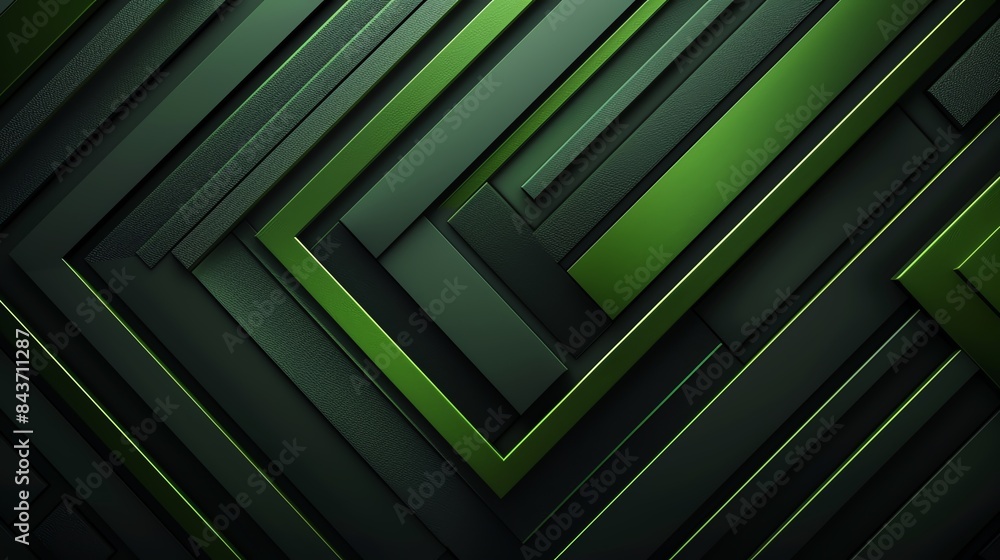 Obraz premium Abstract green arrow lines on black background