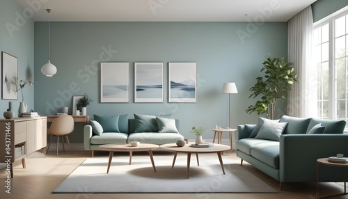Photo interior modern design room 3D illustration