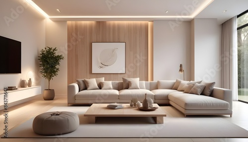 Photo interior modern design room 3D illustration