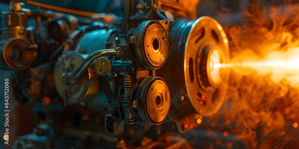 Ethereal Glow Vintage Film Projector Illuminating Mechanical Details ...