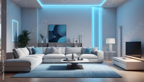 Photo interior modern design room 3D illustration
