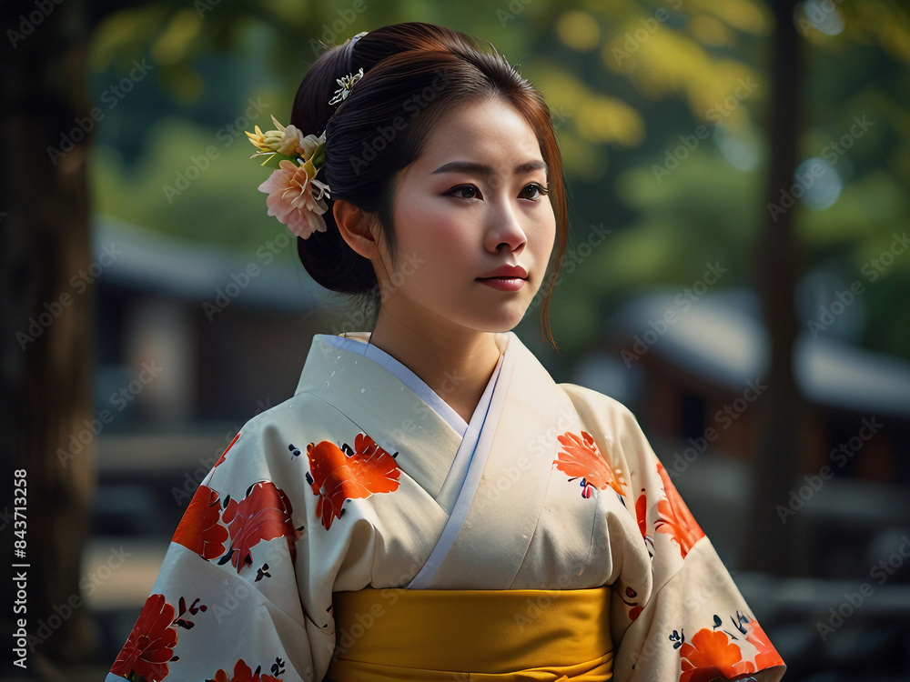 Japanese Woman in a Traditional Kimono
