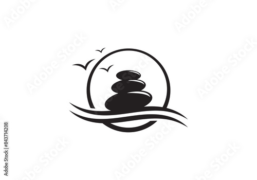 simple balancing stones logo design icon template