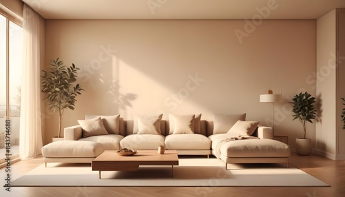 Photo interior modern design room 3D illustration
