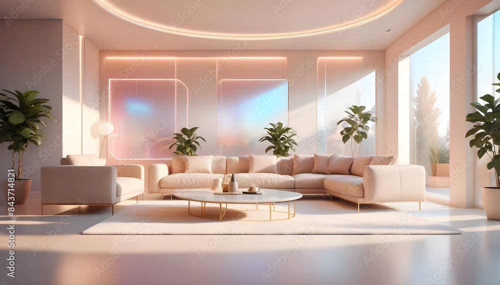 Fototapeta premium Photo interior modern design room 3D illustration