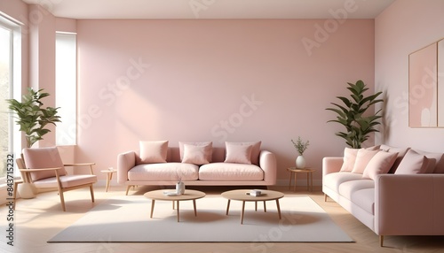 Photo interior modern design room 3D illustration