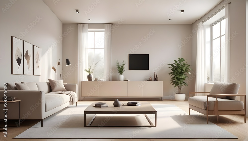 Photo interior modern design room 3D illustration Photo interior modern design room 3D illustration