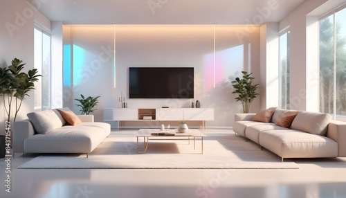 Photo interior modern design room 3D illustration