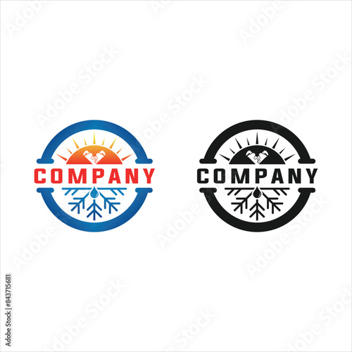 Premium quality set of logo design vectors, vintage logo emblems, best collection of heating and cooling logo template designs suitable for home services,silhouette