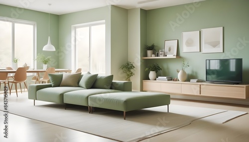 Photo interior modern design room 3D illustration