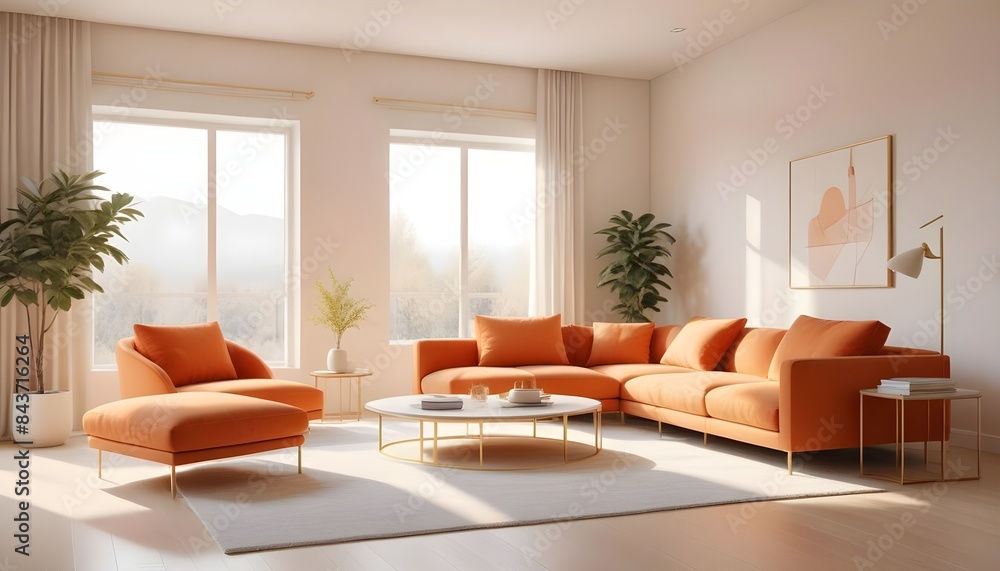 Fototapeta premium Photo interior modern design room 3D illustration