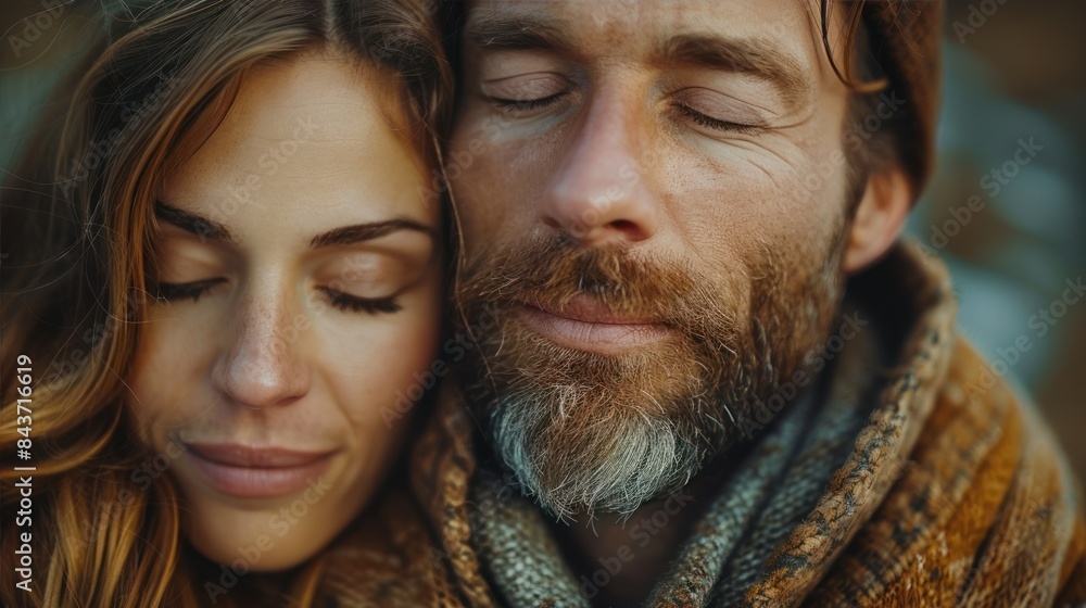 A Couples Tender Embrace Amidst the Autumn Woods. Generative AI A Couples Tender Embrace Amidst the Autumn Woods. Generative AI