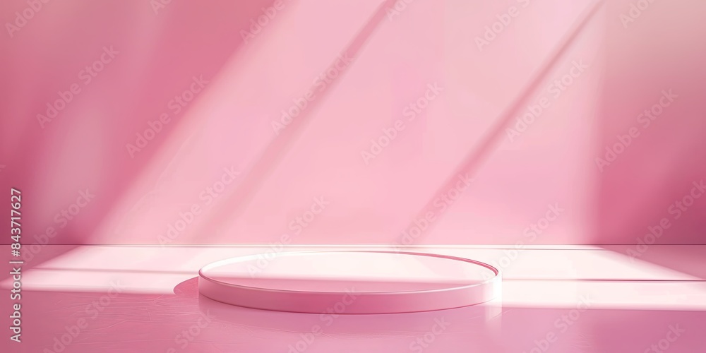 Modern Pink Podium with Round Platform and Soft Lighting Effects Modern Pink Podium with Round Platform and Soft Lighting Effects