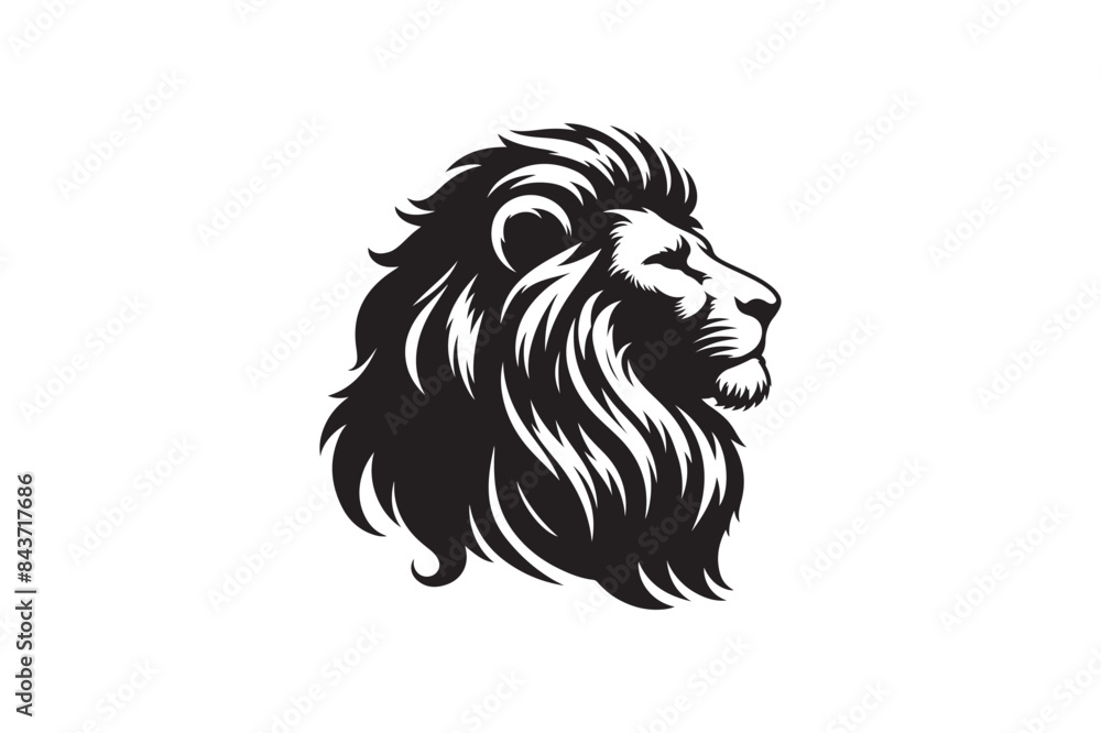 Fototapeta premium Lion head silhouette vector art illustration
