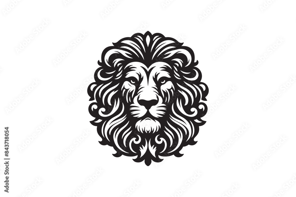 Fototapeta premium Lion head silhouette vector art illustration