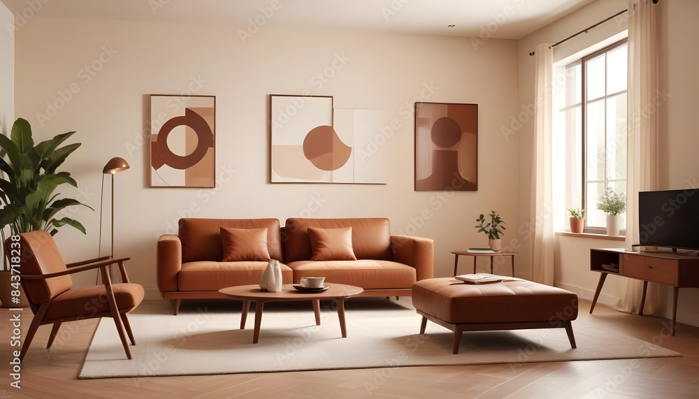 Photo interior modern design room 3D illustration Photo interior modern design room 3D illustration