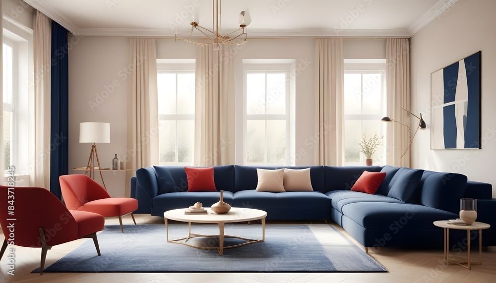 Fototapeta premium Photo interior modern design room 3D illustration