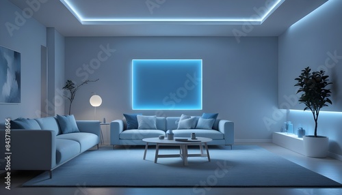 Photo interior modern design room 3D illustration