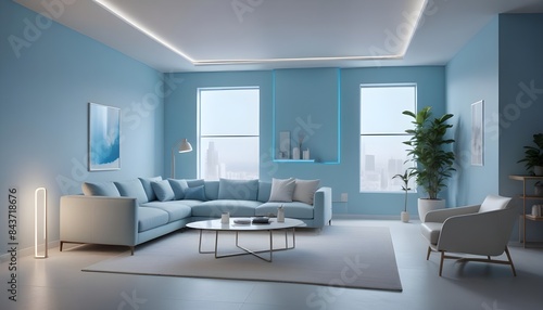 Photo interior modern design room 3D illustration