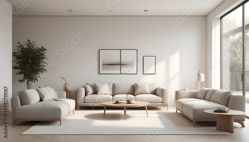 Photo interior modern design room 3D illustration