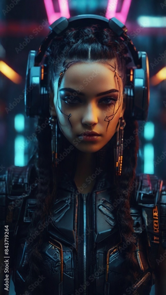 beautiful cyberpunk girl photo for music magazine. beautiful cyberpunk girl photo for music magazine.