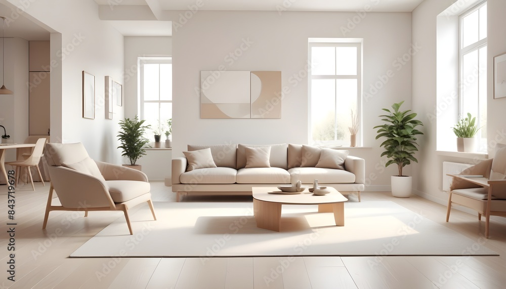 Photo interior modern design room 3D illustration Photo interior modern design room 3D illustration