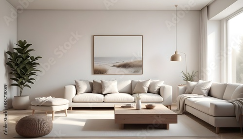 Photo interior modern design room 3D illustration