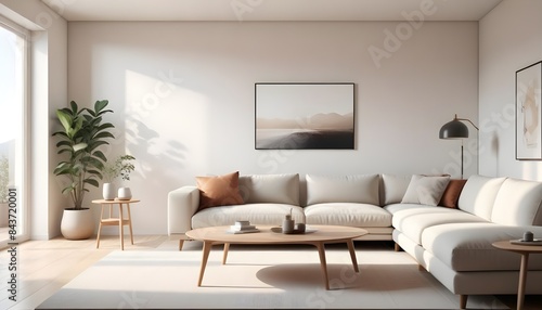 Photo interior modern design room 3D illustration