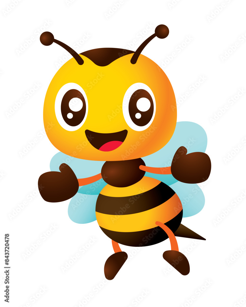 Cartoon cute honey bee open arm welcoming hand gesture character vector illustration Cartoon cute honey bee open arm welcoming hand gesture character vector illustration