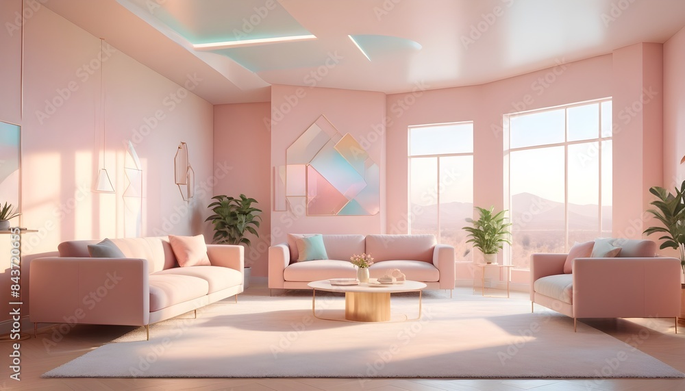 Fototapeta premium Photo interior modern design room 3D illustration