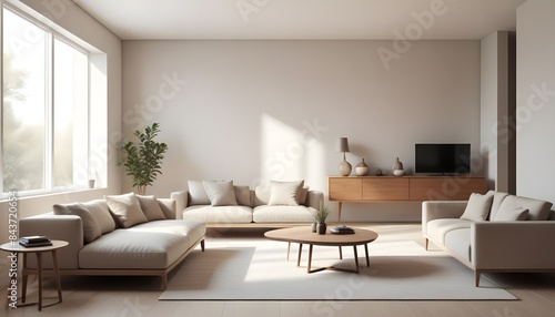 Photo interior modern design room 3D illustration