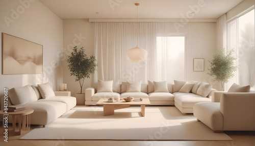 Photo interior modern design room 3D illustration