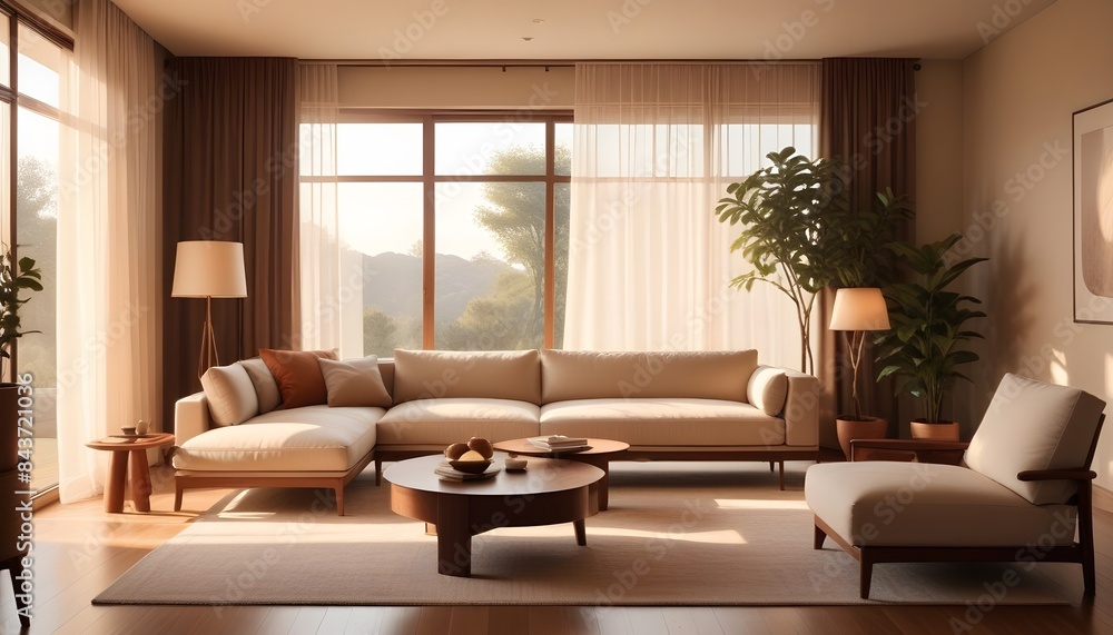 Fototapeta premium Photo interior modern design room 3D illustration