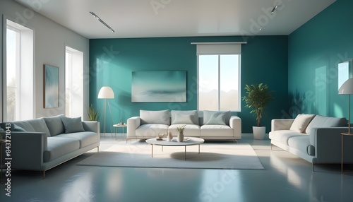 Photo interior modern design room 3D illustration