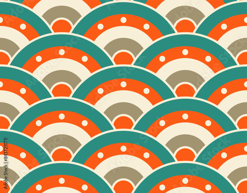 Seamless pattern, abstraction, orange rainbow, repetitive. Bright multicolored geometric pattern