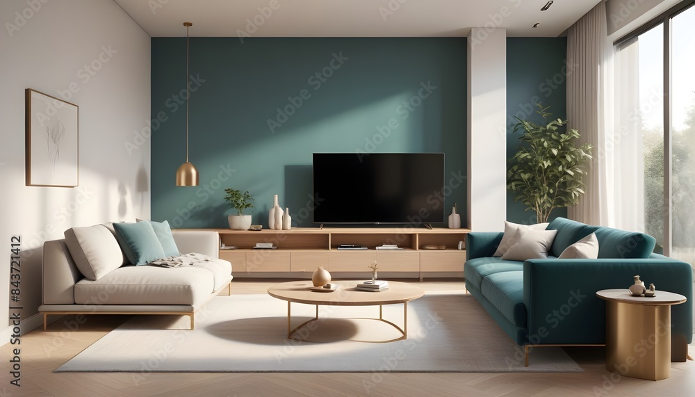 Photo interior modern design room 3D illustration Photo interior modern design room 3D illustration