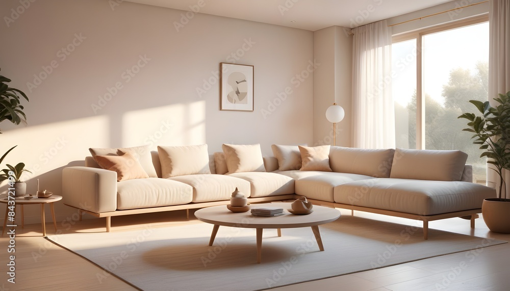 Fototapeta premium Photo interior modern design room 3D illustration