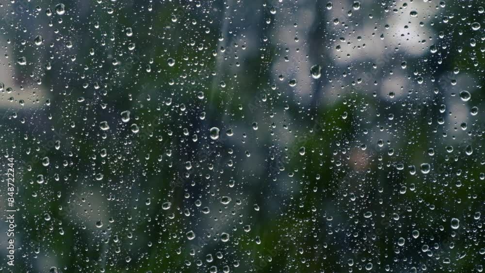 rain days, heavy rain falling on window surface