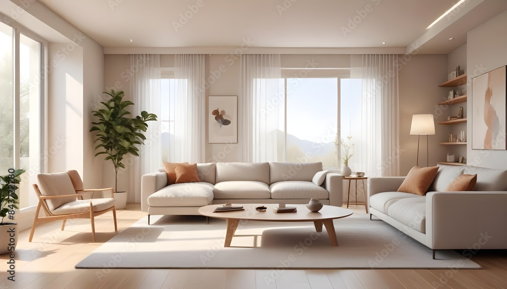 Fototapeta premium Photo interior modern design room 3D illustration