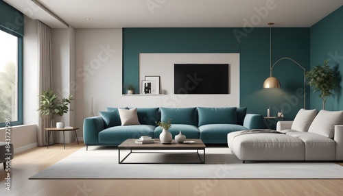 Photo interior modern design room 3D illustration