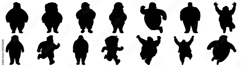 Fat people silhouette set vector design big pack of illustration and icon Fat people silhouette set vector design big pack of illustration and icon