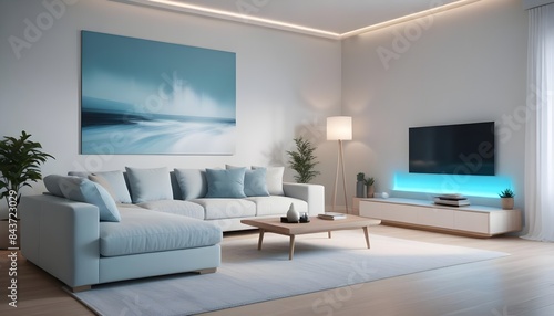 Photo interior modern design room 3D illustration