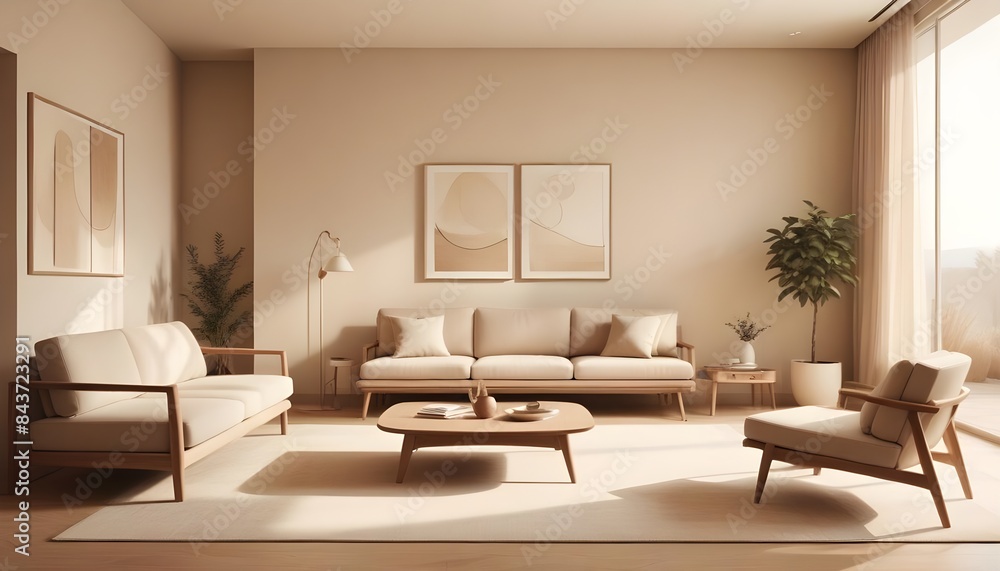 Fototapeta premium Photo interior modern design room 3D illustration